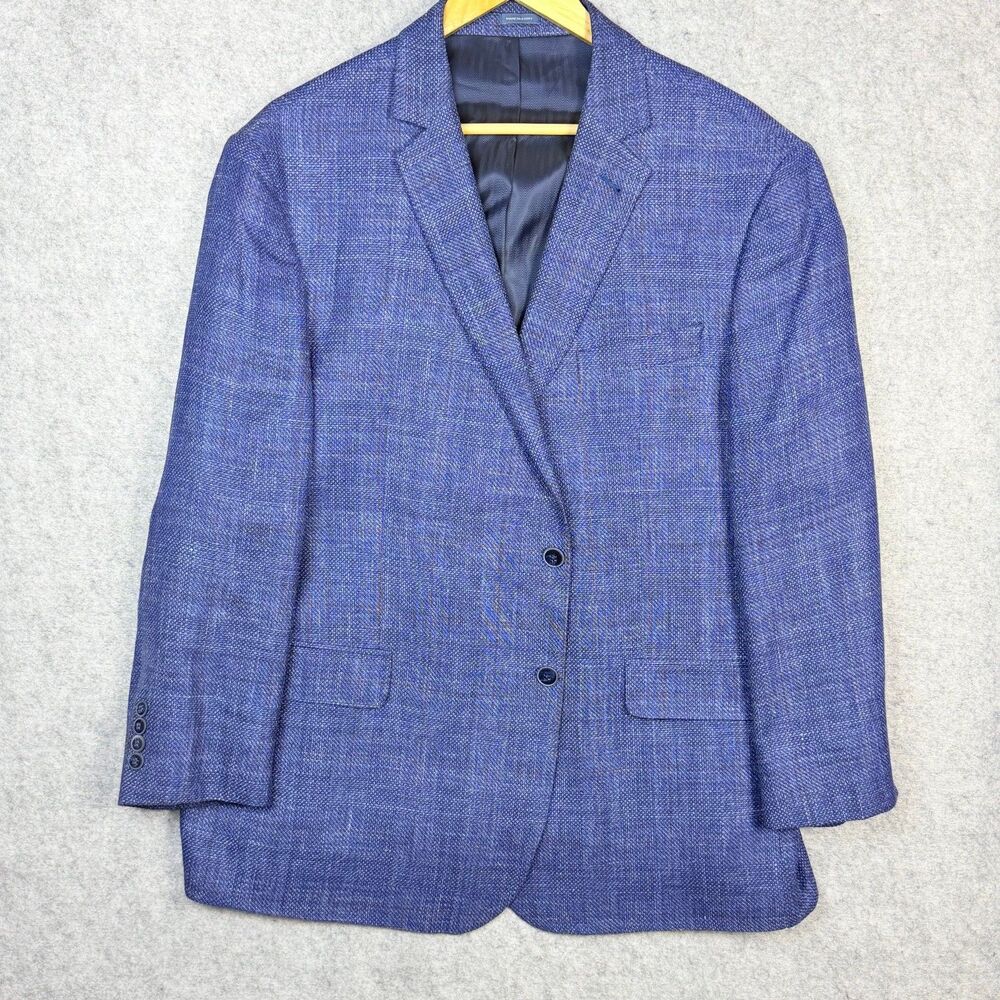 Joseph Abboud 48R Blue Red Windowpane EThomas Wool Silk Linen Sport Coat Egypt